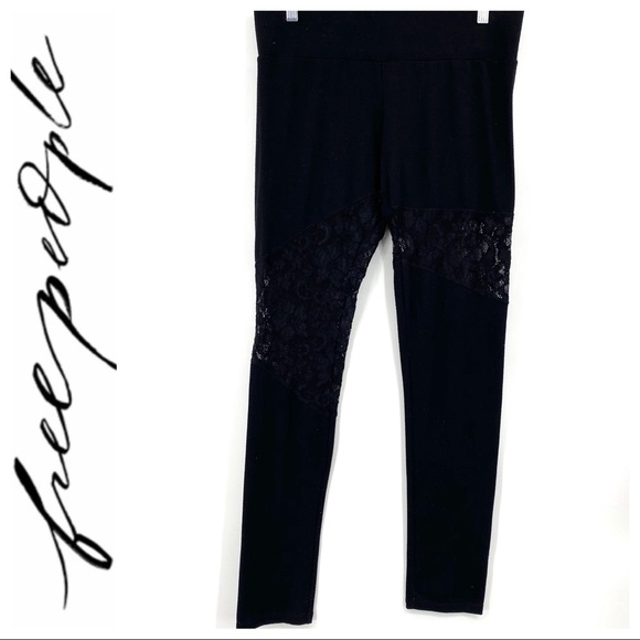 Pants - 💕SALE💕 Free People Black Lace Insert Leggings